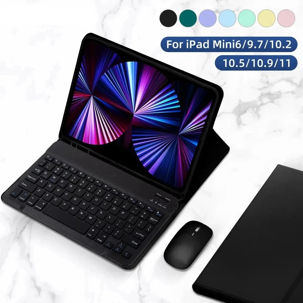 For iPad 10th 10.9in Case with Keyboard Mouse for iPad 10.2in 7/8/9th Mini 6 Air 2 3 4 5 9.7in Pro 10.5 Pro 11 Tablets Case Pinnacle Luxuries