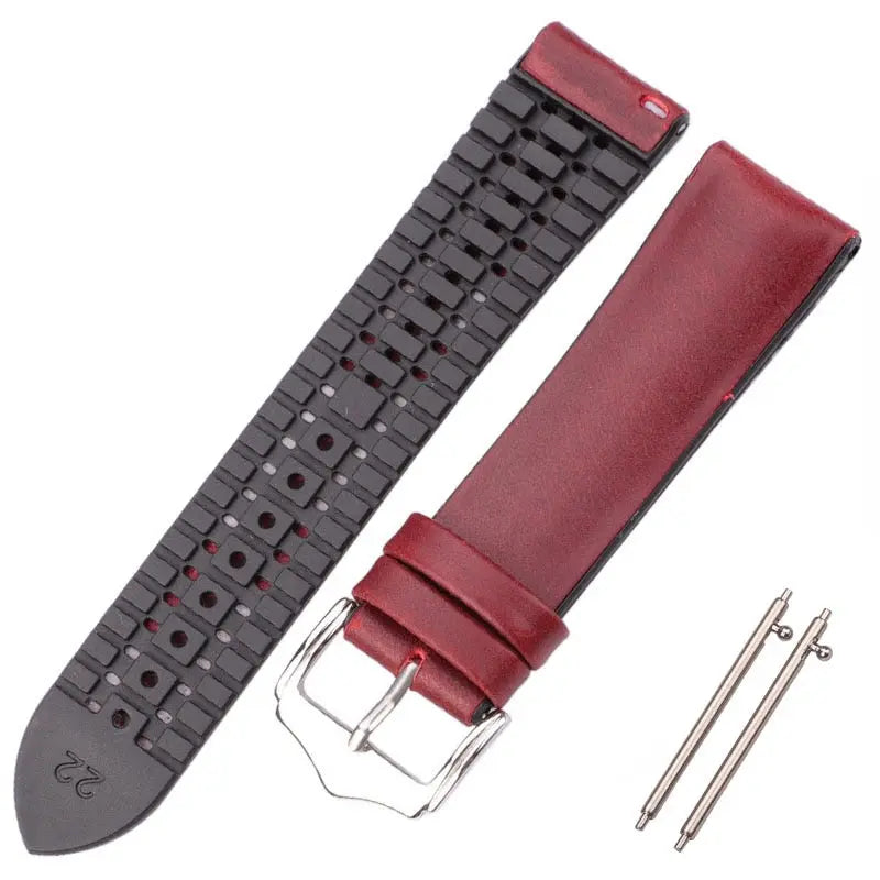 PL Collection Cowhide And Silicone Universal Watch Band 18mm 20mm 22mm Pinnacle Luxuries