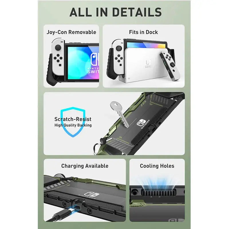 I-BLASON Armorbox Case For Nintendo Switch OLED 2021 Dockable Rugged Protective Cover Case Compatible with Nintendo Switch OLED Pinnacle Luxuries