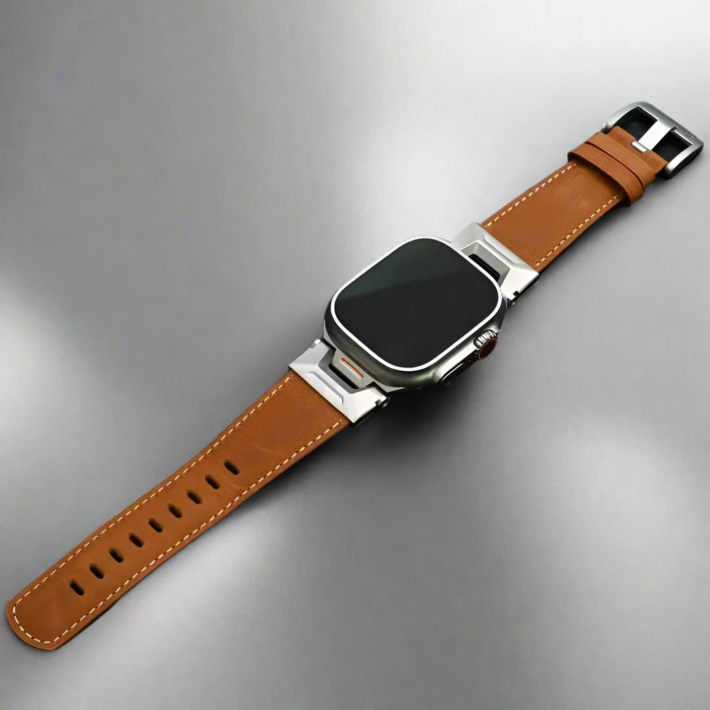 Genuine Leather Luxury Band for Apple Watch Series 10 (46mm), Ultra 2 (49mm), Series 9 & Previous Models