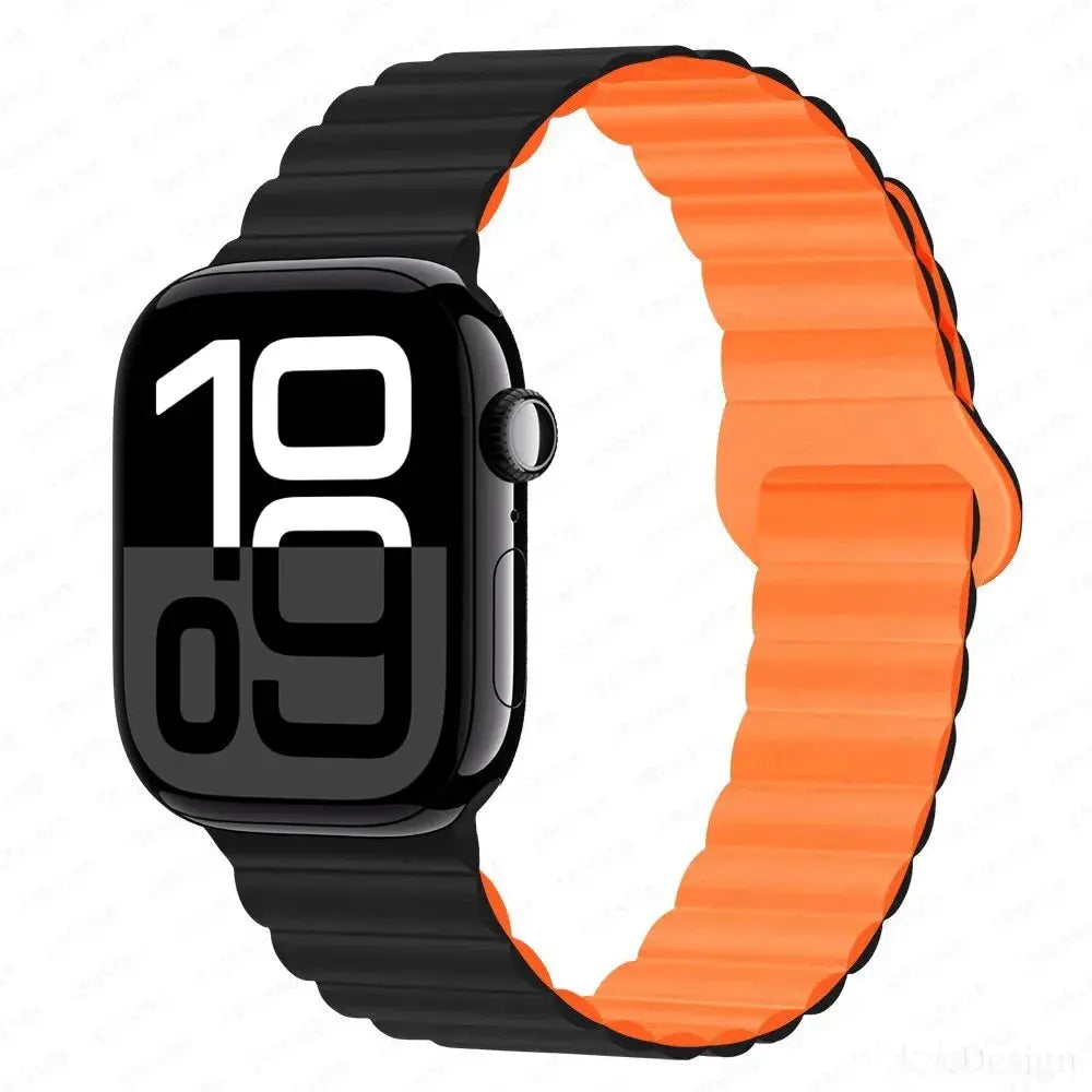 Magnetic Silicone Band for Apple Watch – Adjustable Strap for Ultra 1/2 (49mm), Series 10, 9, 8, 7, SE (45mm/44mm/42mm/41mm/40mm/38mm)