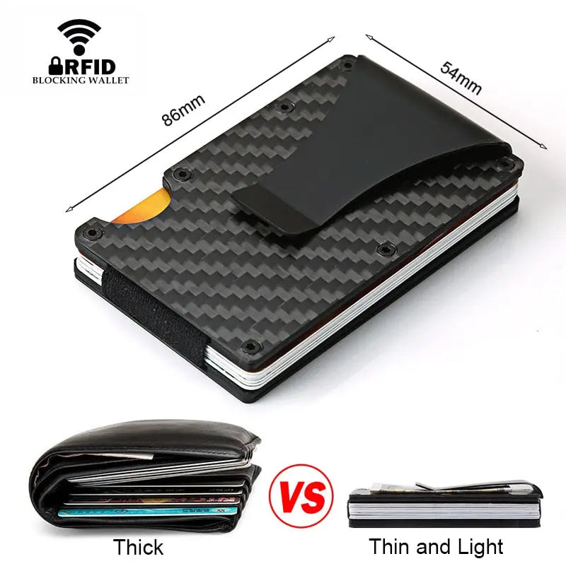 DIENQI Carbon Fiber Card Holder Mini Aluminum Metal RFID Magic Men's Wallet Pinnacle Luxuries