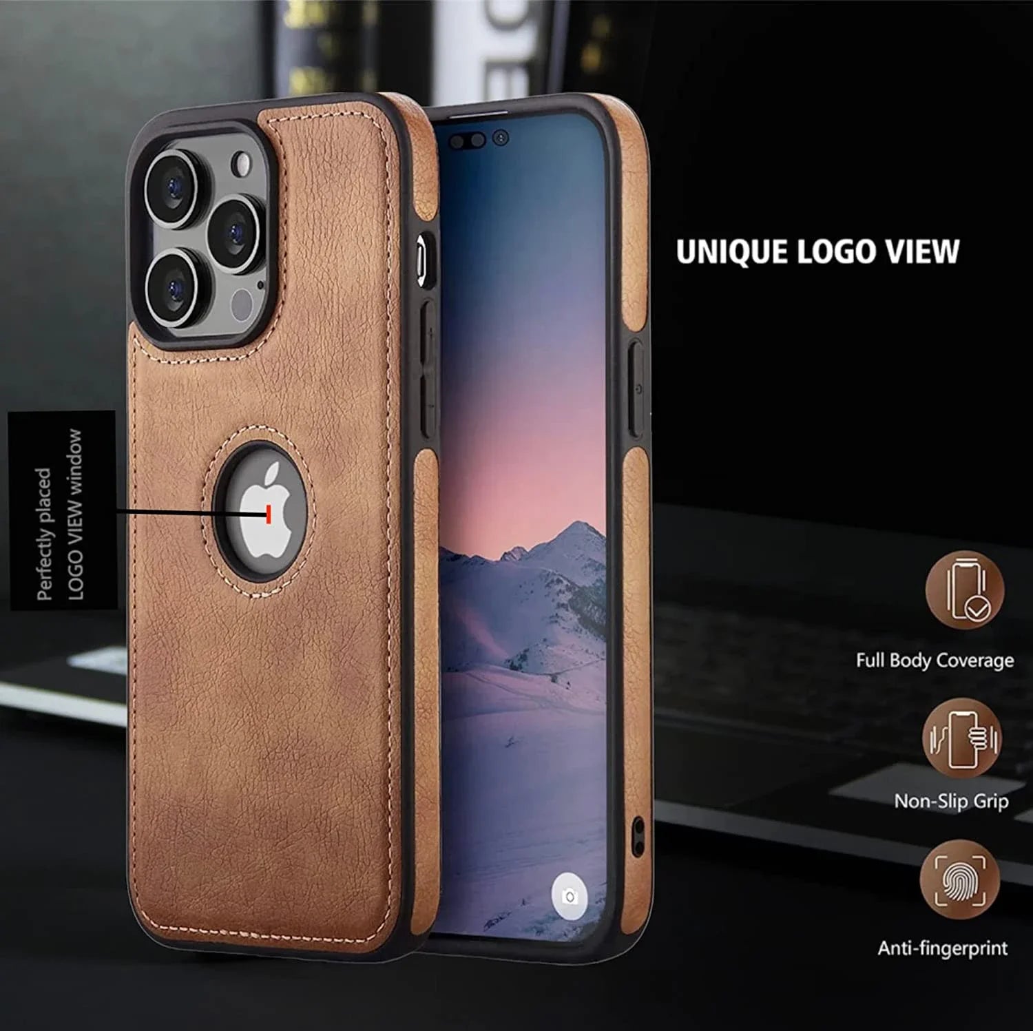 Shockproof Soft Silicone Leather Case for iPhone 16, iPhone 16 Pro, iPhone 16 Pro Max – Slim Fit, Leather Design with Logo Cutout