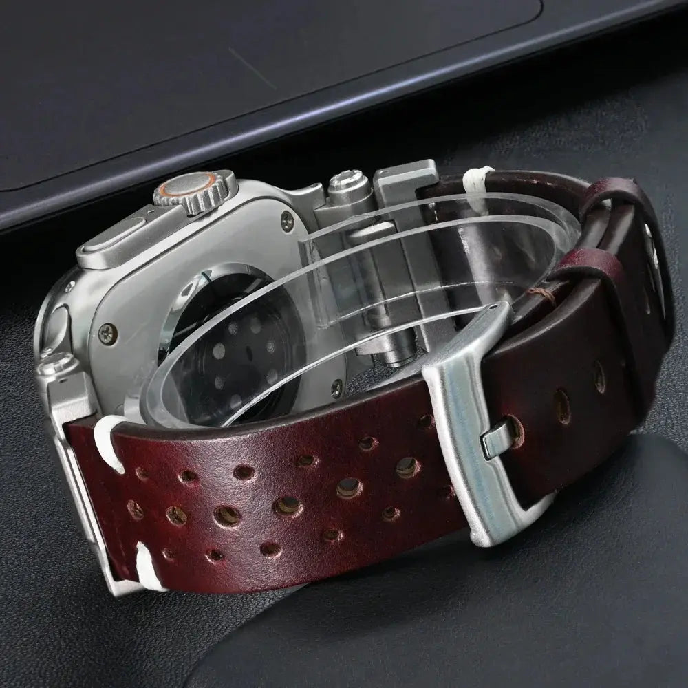 Stainless Steel+leather Strap for Apple Watch 10 46mm Ultra 1 2 49mm Men Bracelet for Iwatch Series 9 8 7 6 5 Se 44mm 45mm Band Pinnacle Luxuries