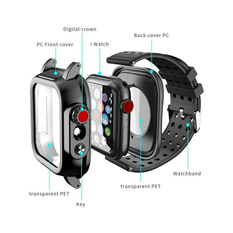 Pinnacle Military Grade Waterproof Band Case Combo For Apple Watch Series 6  5  4/SE - Pinnacle Luxuries